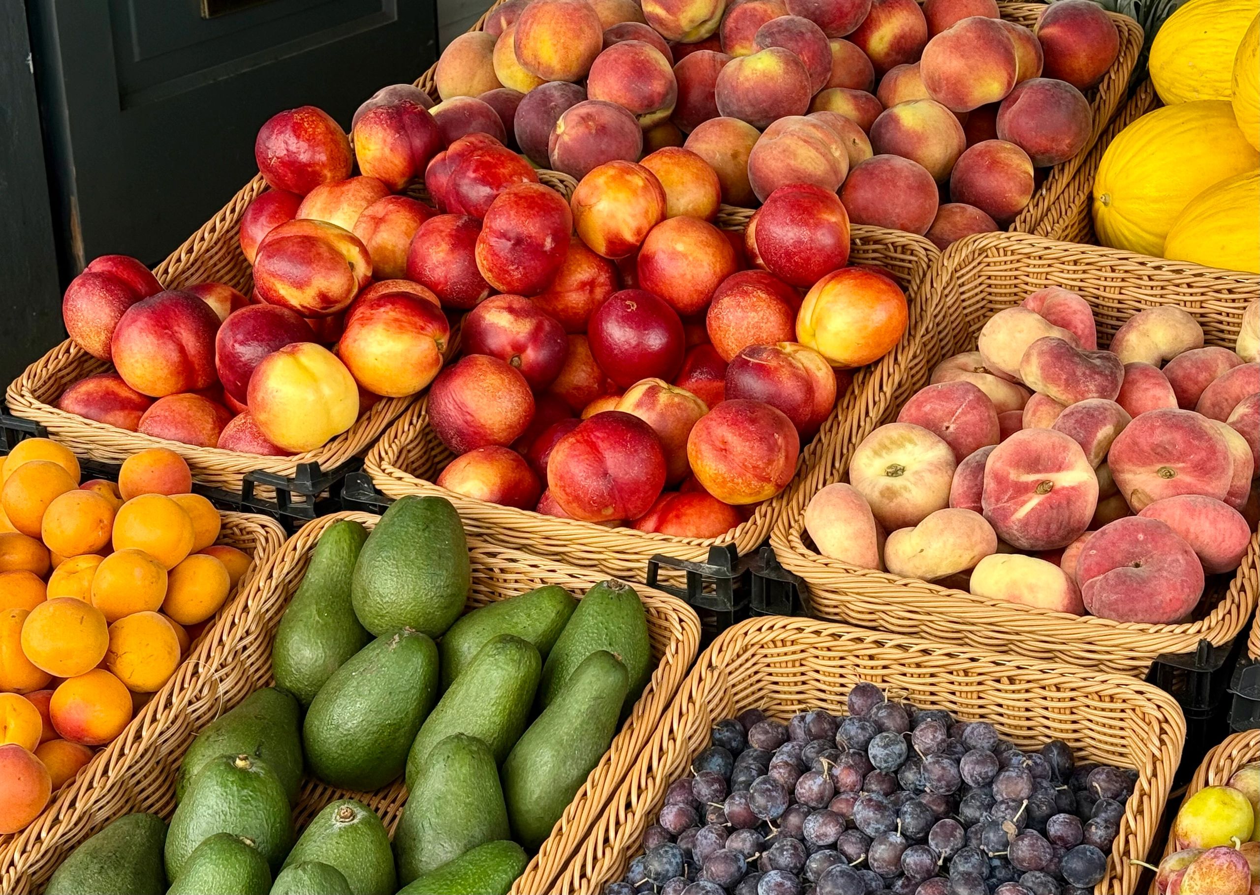 Summer fruits in baskets